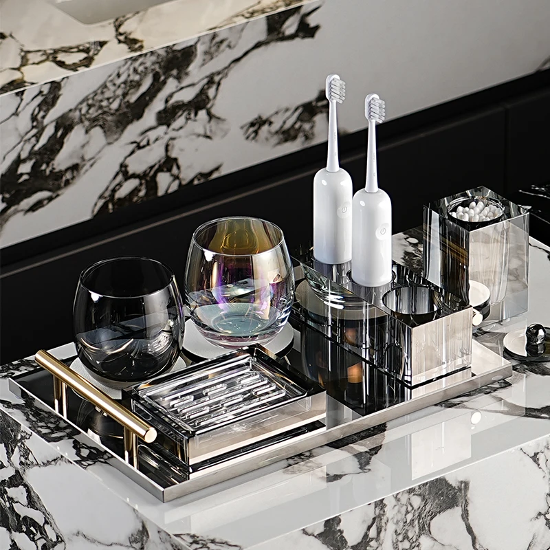 Premium Crystal Toothbrush Shelf Hotel Bathroom Light Luxury Gold Handle Tray Wash Set Tooth Cup Storage
Premium Crystal Toothbrush Shelf Hotel Bathroom Light Luxury Gold Handle Tray Wash Set Tooth Cup Storage