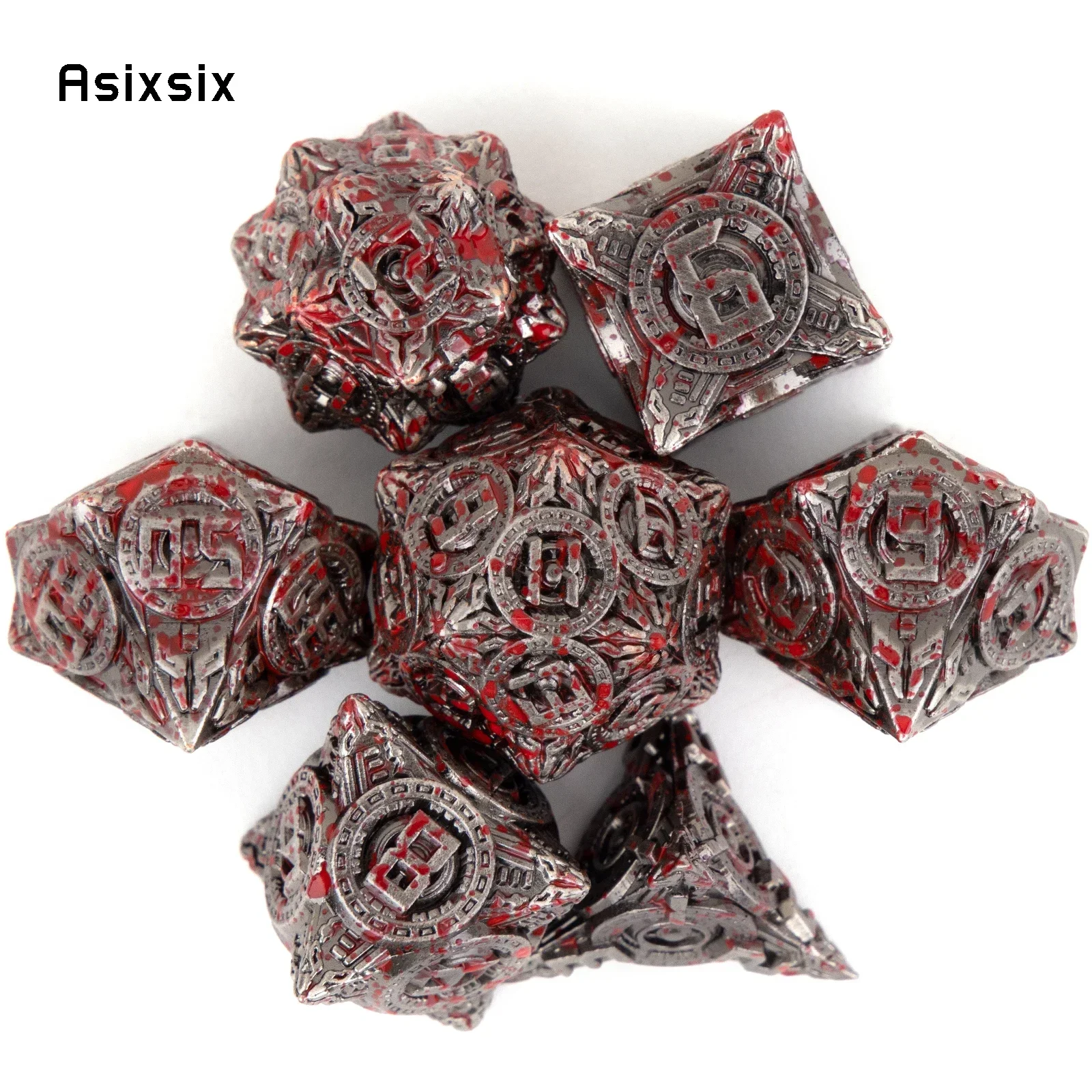 7 Pcs Silver Red Circle Wheel Metal Dice Solid Metal Polyhedral Dice Set Suitable For Role-Playing RPG Gift Card Game
7 Pcs Silver Red Circle Wheel Metal Dice Solid Metal Polyhedral Dice Set Suitable For Role-Playing RPG Gift Card Game