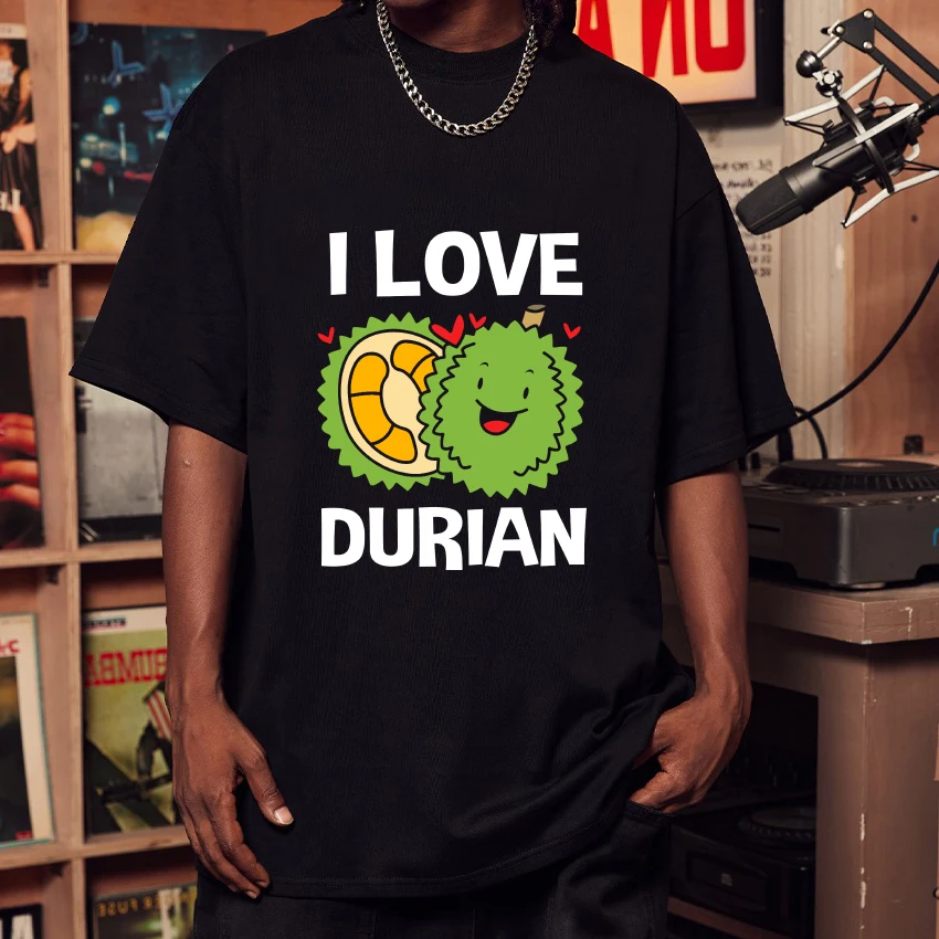 2024 Funny I Love Durian Graphic black T shirts Men Women Classic Oversized Tops Unisex Summer 100% Cotton short sleeve T-shirt
2024 Funny I Love Durian Graphic black T shirts Men Women Classic Oversized Tops Unisex Summer 100% Cotton short sleeve T-shirt