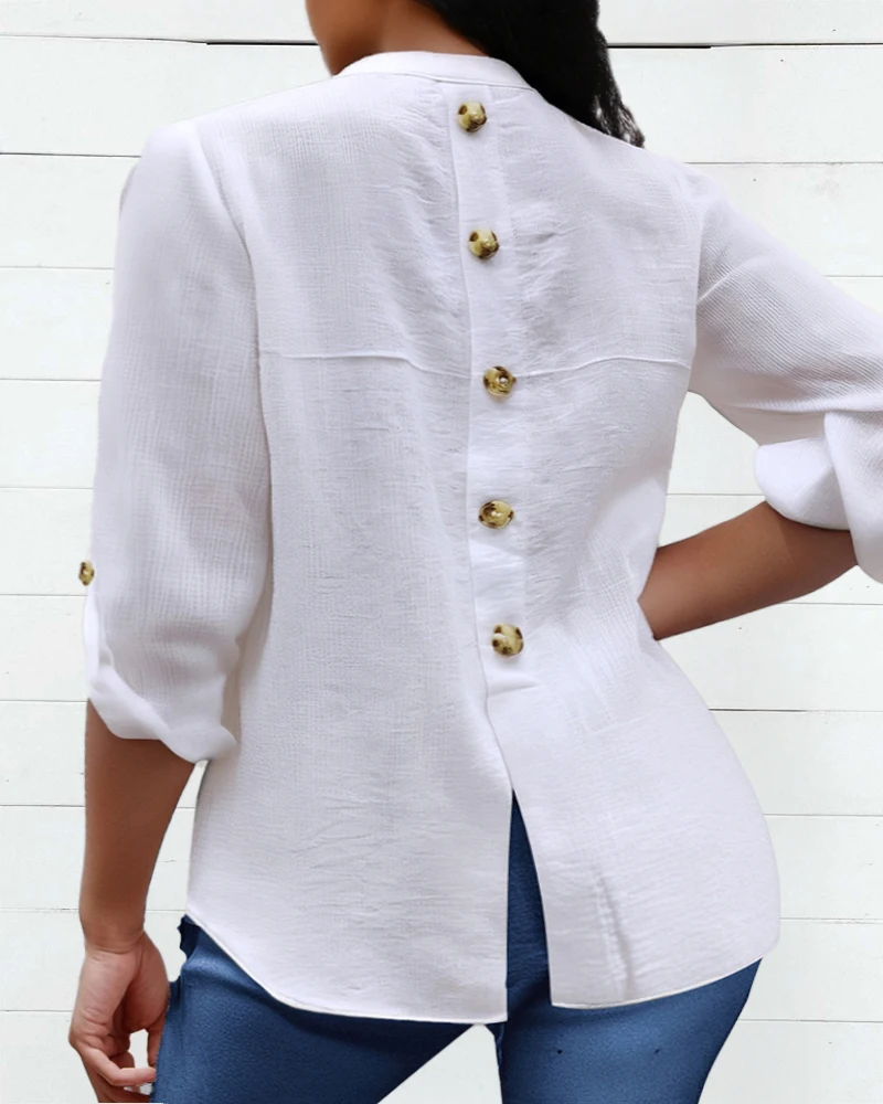 Fashion 2025 V Neck Back Button Down Long Sleeve Blouse Casual Pocket Design Roll Up Sleeve Top Sexy Elegant Camis Vest Tank Top
Fashion 2025 V Neck Back Button Down Long Sleeve Blouse Casual Pocket Design Roll Up Sleeve Top Sexy Elegant Camis Vest Tank Top