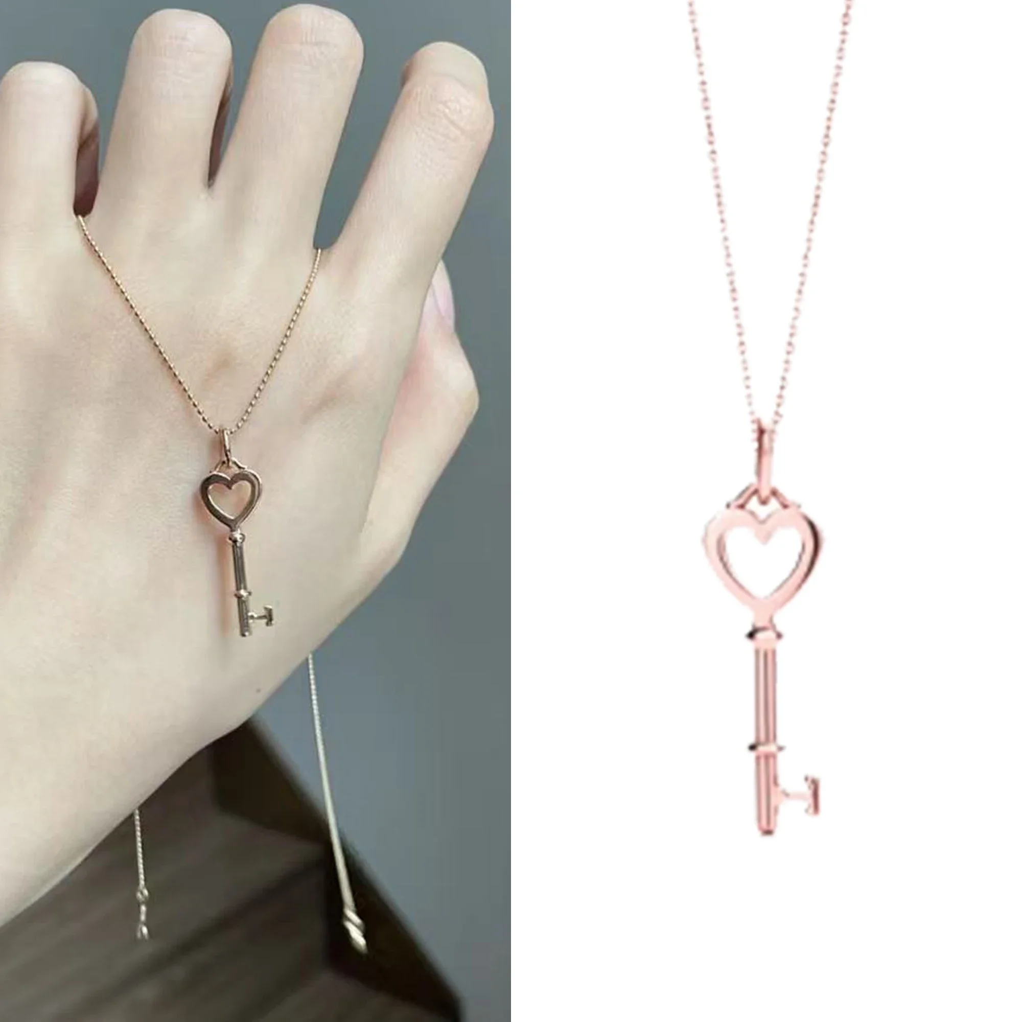 Design inspired heart-shaped smooth key pendant necklace made of pure silver S925, fashionable and elegant necklace, Keys series
Design inspired heart-shaped smooth key pendant necklace made of pure silver S925, fashionable and elegant necklace, Keys series