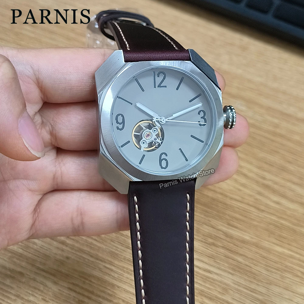 Мужские механические часы Parnis 40 мм с автоматическим механизмом, квадратным корпусом, полым маховиком и серым циферблатом
Мужские механические часы Parnis 40 мм с автоматическим механизмом, квадратным корпусом, полым маховиком и серым циферблатом