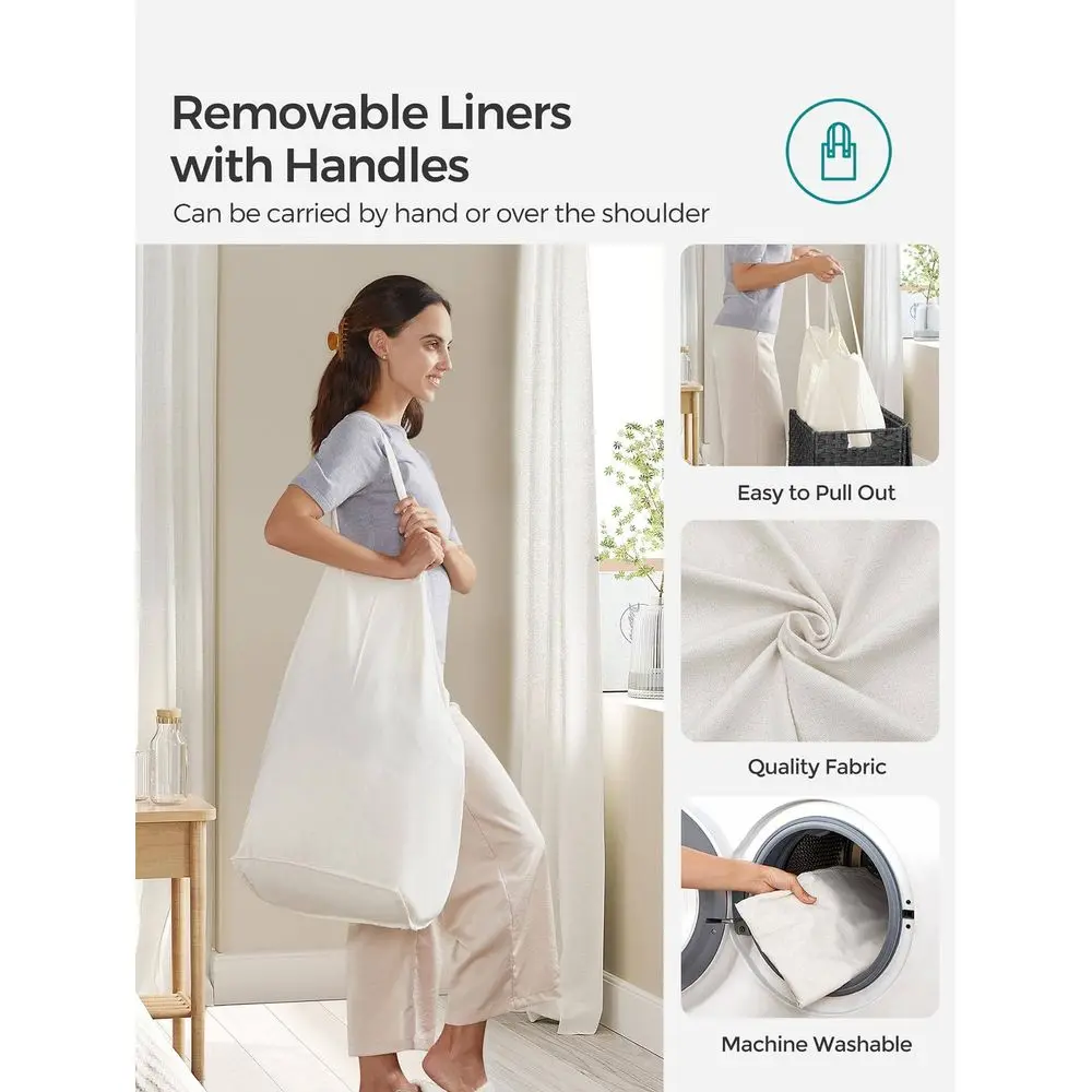 Laundry Hamper With Lid, 110L Clothes Hamper With 2 Removable Liner Bags 6 Mesh Bags, Wicker Laundry Basket, Double Laundry Ham
Laundry Hamper With Lid, 110L Clothes Hamper With 2 Removable Liner Bags 6 Mesh Bags, Wicker Laundry Basket, Double Laundry Ham