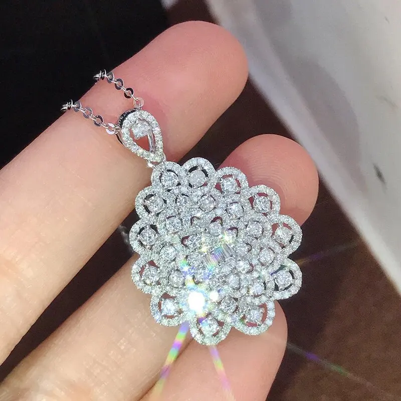 Elegant Flower Diamond Pendant Real 925 Sterling Silver Party Wedding Pendants Necklace For Women Bridal moissanite Jewelry Gift
Elegant Flower Diamond Pendant Real 925 Sterling Silver Party Wedding Pendants Necklace For Women Bridal moissanite Jewelry Gift