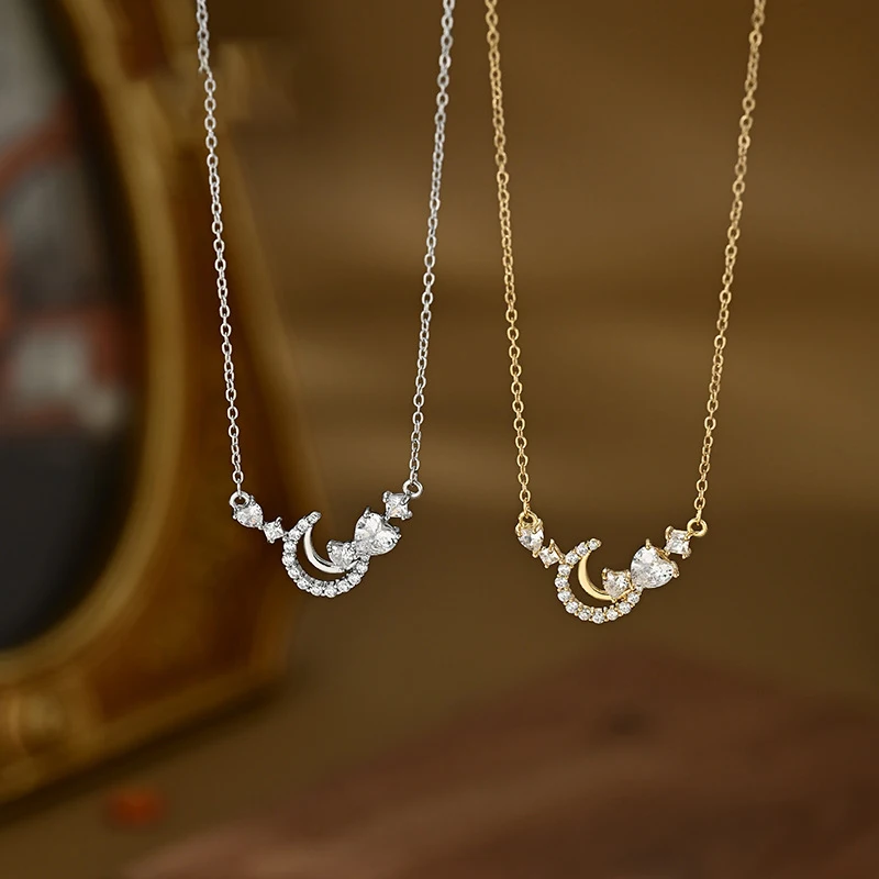 New 925 Sterling Silver Moon-Shaped Necklace Charming Women's Collarbone Choker, Birthday Gift, Exquisite Jewelry
New 925 Sterling Silver Moon-Shaped Necklace Charming Women's Collarbone Choker, Birthday Gift, Exquisite Jewelry