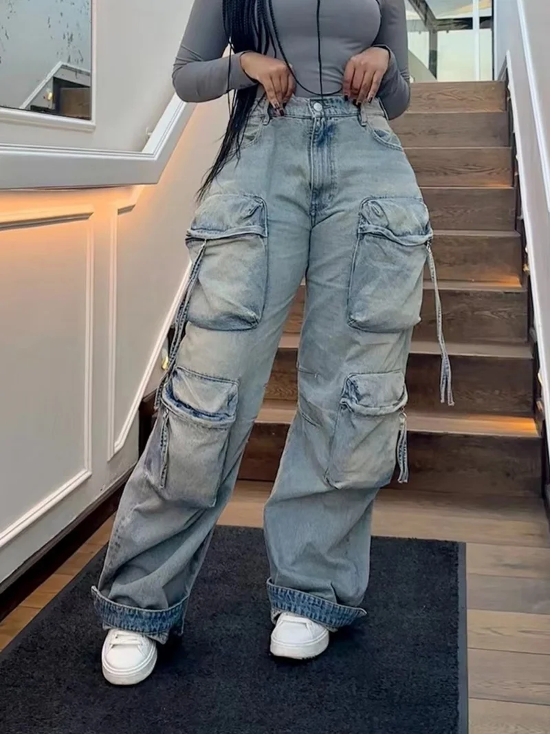 Streetwear Denim Cargo Pants Autumn Clothing Women High Waist Multi Pockets Straight Jeans Cowboy Trousers Jean Pants Bottoms
Streetwear Denim Cargo Pants Autumn Clothing Women High Waist Multi Pockets Straight Jeans Cowboy Trousers Jean Pants Bottoms