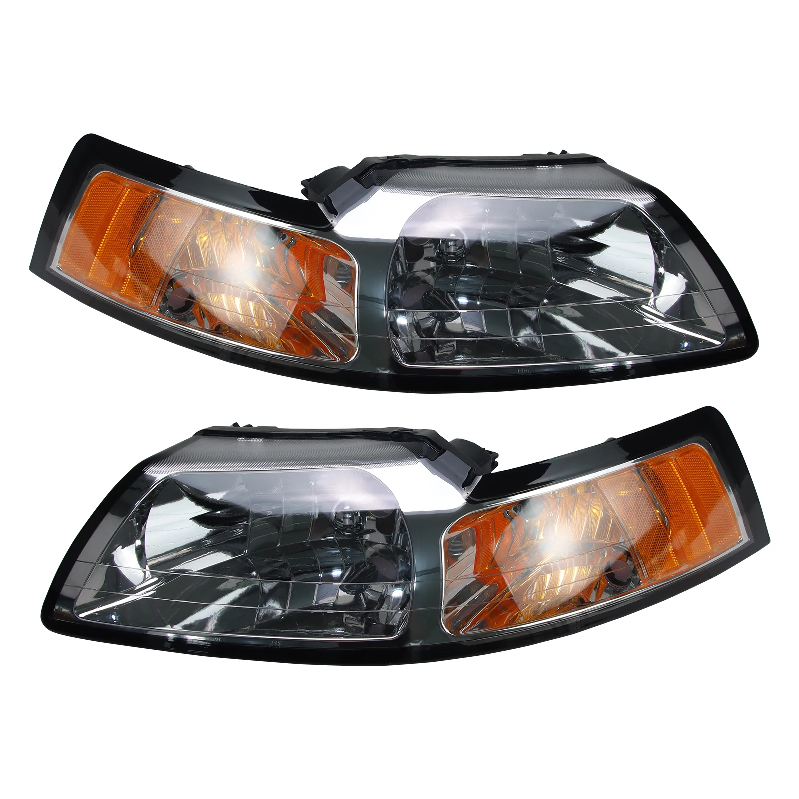 1 * пара фар в сборе для Ford Mustang 1999-2004 годов, хромированный корпус, янтарный угол
1 * пара фар в сборе для Ford Mustang 1999-2004 годов, хромированный корпус, янтарный угол