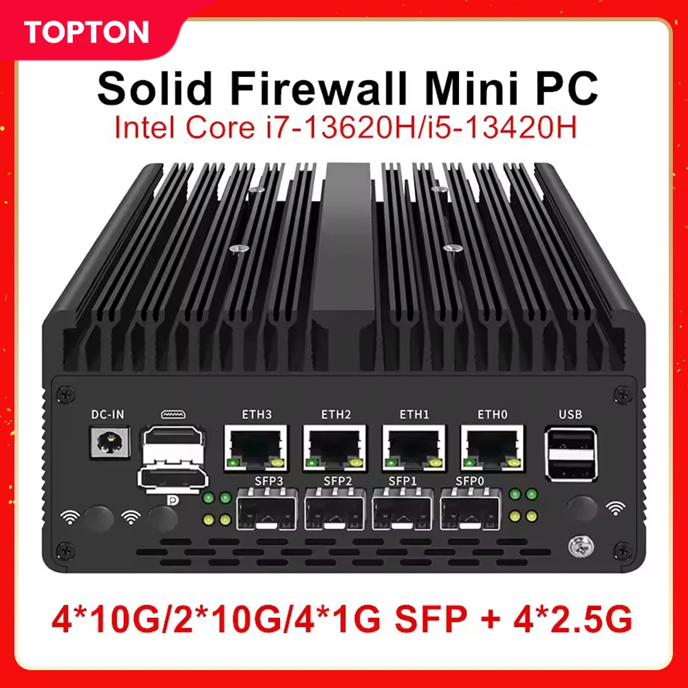 Новый мини-ПК Intel Solid Firewall 13-го поколения Core i7-13620H i5-13420H 10G SFP 4x2.5G Nics 2 * DDR5 5G SIM промышленный компьютерный сервер
Новый мини-ПК Intel Solid Firewall 13-го поколения Core i7-13620H i5-13420H 10G SFP 4x2.5G Nics 2 * DDR5 5G SIM промышленный компьютерный сервер