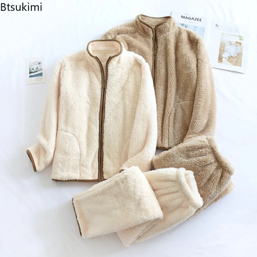 New 2025 Women's Autumn Winter Warm 2PCS Pajamas Set Flannel Two-piece Thickened Homewear Couple Simple Design Soft Home Clothes
New 2025 Women's Autumn Winter Warm 2PCS Pajamas Set Flannel Two-piece Thickened Homewear Couple Simple Design Soft Home Clothes