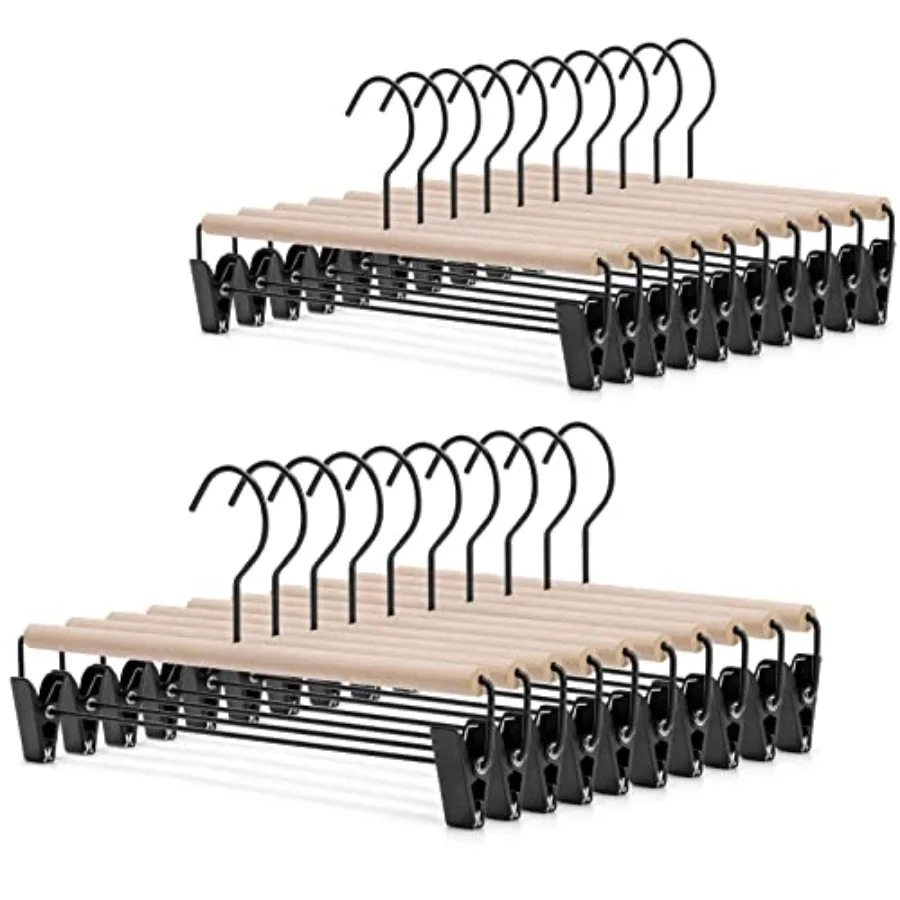Deluxe Beech Wooden Pants Hangers Bottom Hanger Jeans Hanger Trousers Skirt Hanger with 2-Adjustable Black Matt Clips and Hook
Deluxe Beech Wooden Pants Hangers Bottom Hanger Jeans Hanger Trousers Skirt Hanger with 2-Adjustable Black Matt Clips and Hook
