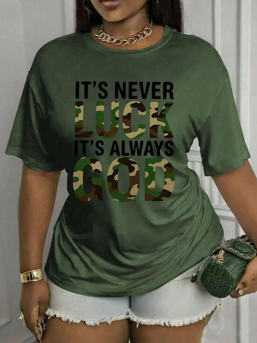Plus Size Graphic T-Shirt With Round Neck Camouflage Print Solid Green Short Sleeve Top
Plus Size Graphic T-Shirt With Round Neck Camouflage Print Solid Green Short Sleeve Top