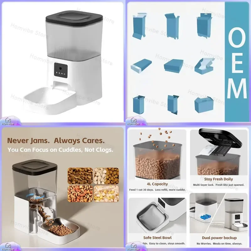 Automatic Cat Feeder with Smart Water Dispenser Stainless Steel Digital Pet Feeder Anti-Blocking Easy Clean for Cats Dogs
Automatic Cat Feeder with Smart Water Dispenser Stainless Steel Digital Pet Feeder Anti-Blocking Easy Clean for Cats Dogs