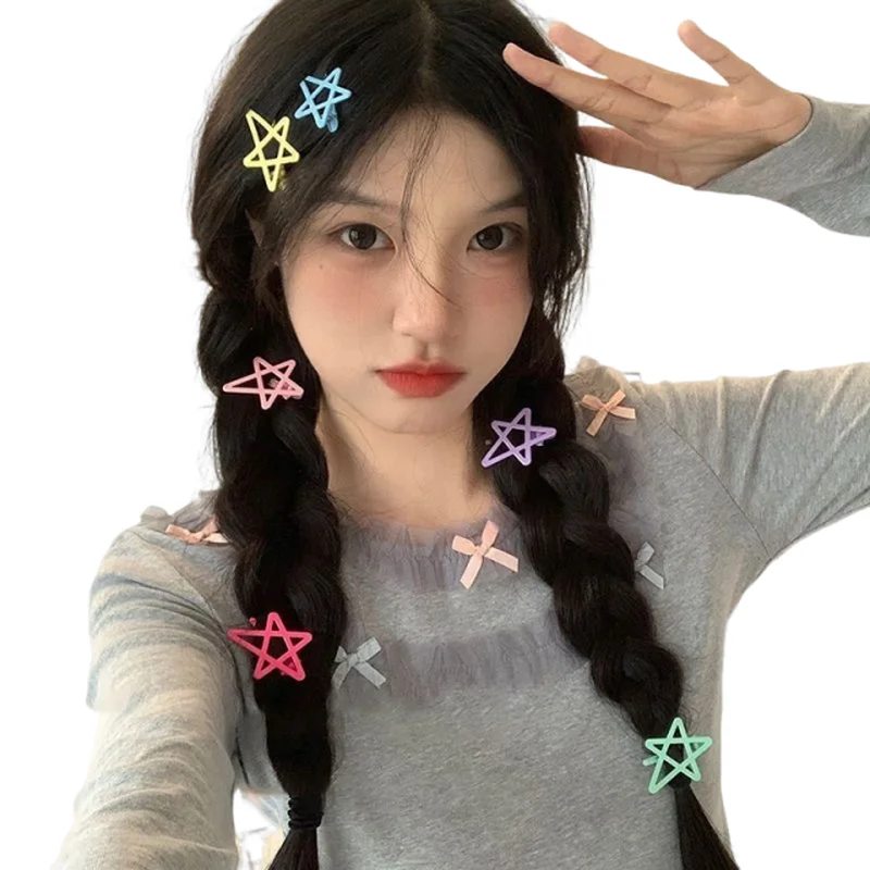 colored star hair clip for women with side bangs, hair clip on the forehead, broken hair, duckbill clip, cute headwear 
colored star hair clip for women with side bangs, hair clip on the forehead, broken hair, duckbill clip, cute headwear