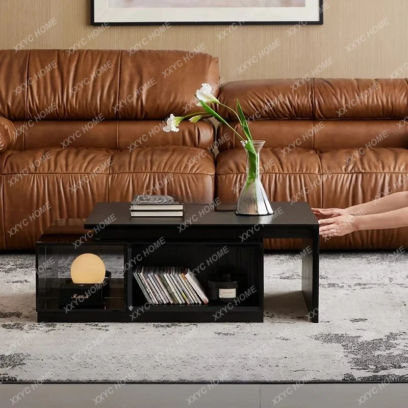L light luxury coffee table living room retractable combination glass small coffee table
L light luxury coffee table living room retractable combination glass small coffee table
