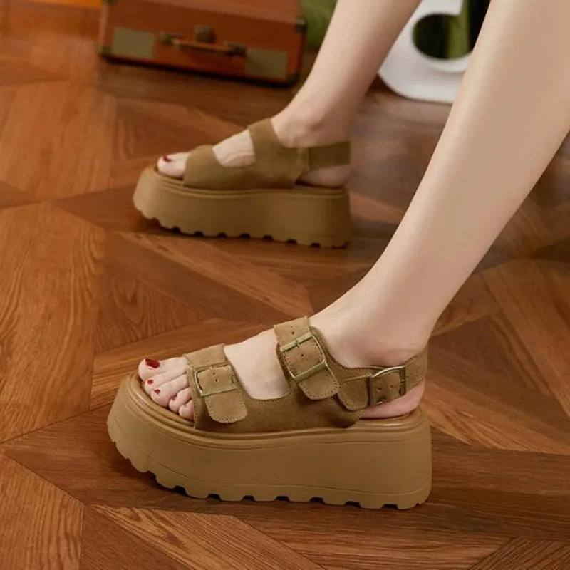 High Quality Fashion Women 7CM Suede Leather High Brand Platform Wedge Flats Summer Chunky Sneaker Sandals Comfy Peep Toe Shoes
High Quality Fashion Women 7CM Suede Leather High Brand Platform Wedge Flats Summer Chunky Sneaker Sandals Comfy Peep Toe Shoes