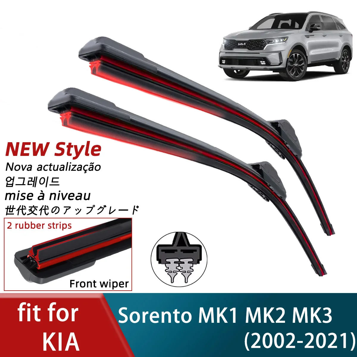 Double Rubber Car Wiper for KIA Sorento MK1 MK2 MK3 Front Blades Brushes Cutter Automobiles Parts Accessories Windscreen Wipers
Double Rubber Car Wiper for KIA Sorento MK1 MK2 MK3 Front Blades Brushes Cutter Automobiles Parts Accessories Windscreen Wipers