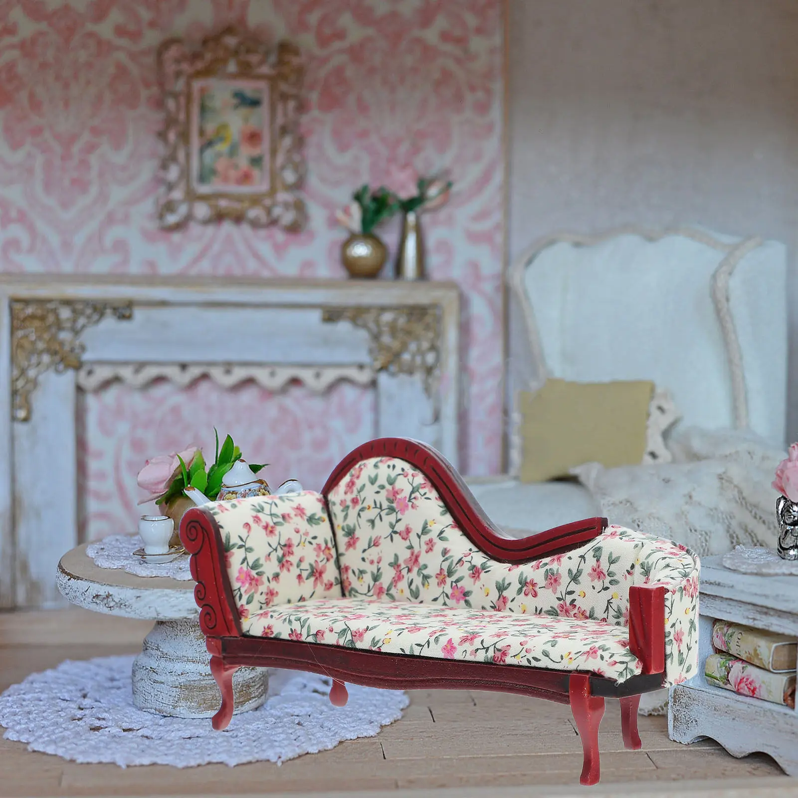 Miniature 1:12 Furniture Elegant Floral Miniature Chaise Lounge Settee Couch Accessories for Mini Chaise Lounge Decor
Miniature 1:12 Furniture Elegant Floral Miniature Chaise Lounge Settee Couch Accessories for Mini Chaise Lounge Decor