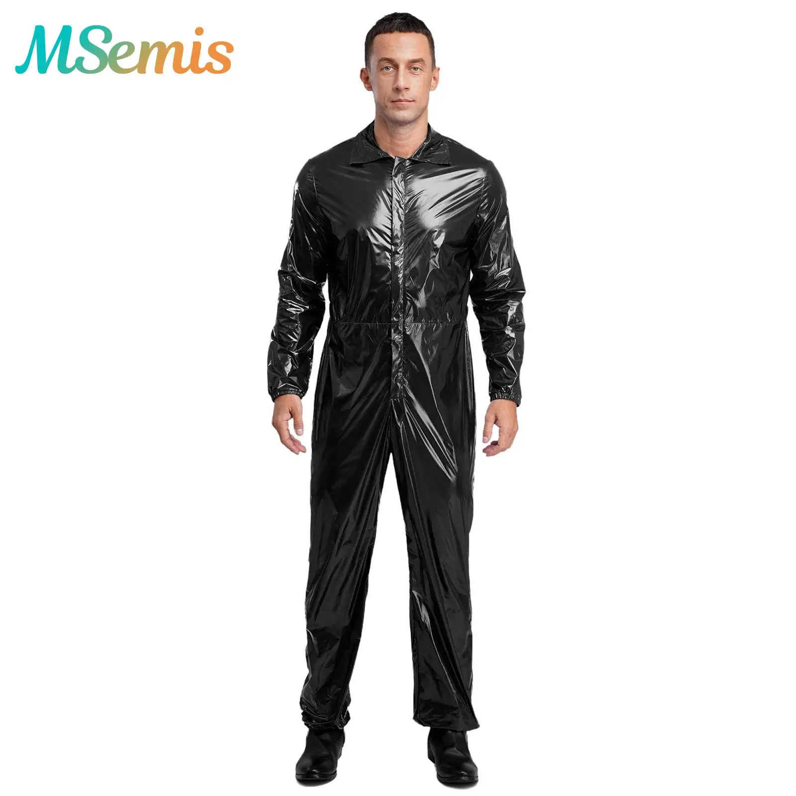 Mens Factory Working Bodysuits Jumpsuit Water Resistant Coveralls Workwear Glossy Long Sleeve Zipper Overalls Workshop Costume
Mens Factory Working Bodysuits Jumpsuit Water Resistant Coveralls Workwear Glossy Long Sleeve Zipper Overalls Workshop Costume
