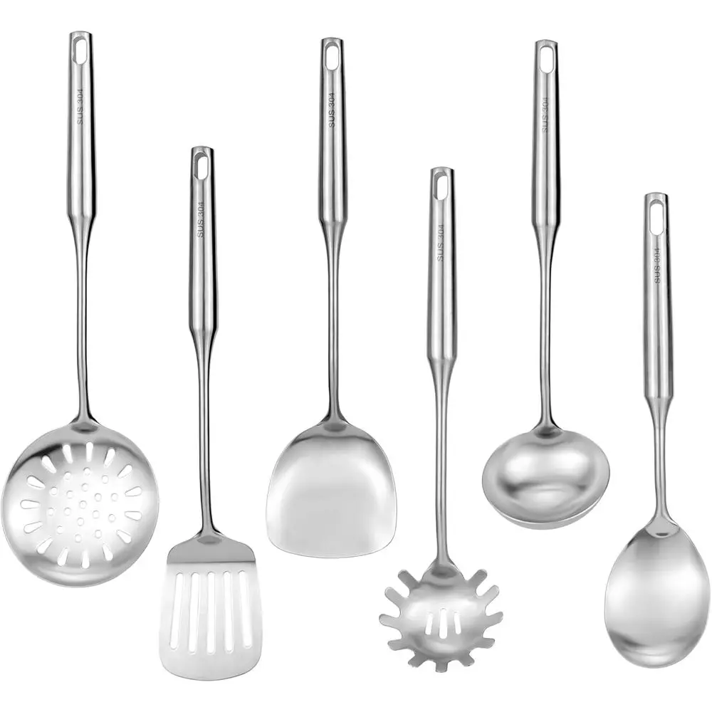 Набор кухонных принадлежностей из нержавеющей стали 18/8, 6 предметов, 15 дюймов, металлические кухонные инструменты и гаджеты с лопаткой, глубокой ложкой, половником, ложкой-шумовкой
Набор кухонных принадлежностей из нержавеющей стали 18/8, 6 предметов, 15 дюймов, металлические кухонные инструменты и гаджеты с лопаткой, глубокой ложкой, половником, ложкой-шумовкой