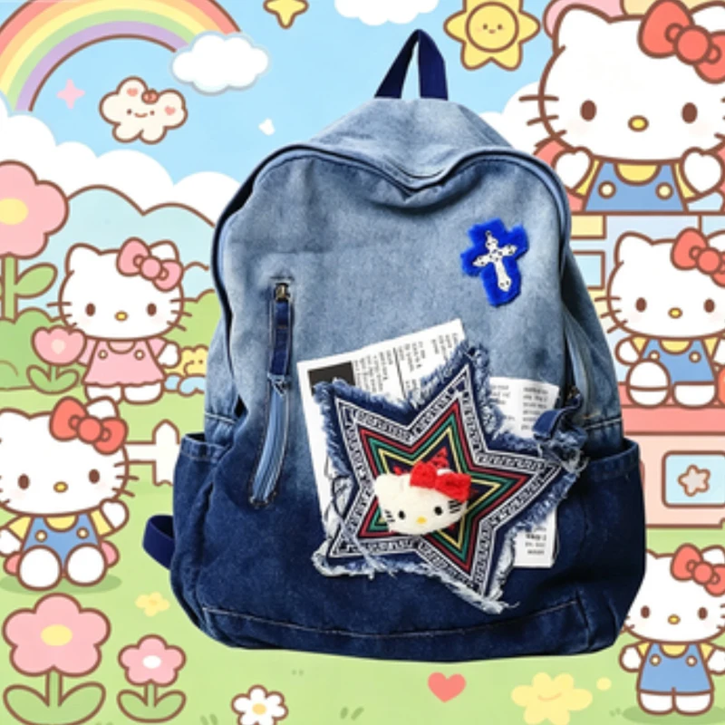 Hello Kittys Backpack Nylon Cowboy Cartoon Cute Sweet Cute School Bag Campus Student Bags for Woman Large Capacity Embroidery
Hello Kittys Backpack Nylon Cowboy Cartoon Cute Sweet Cute School Bag Campus Student Bags for Woman Large Capacity Embroidery