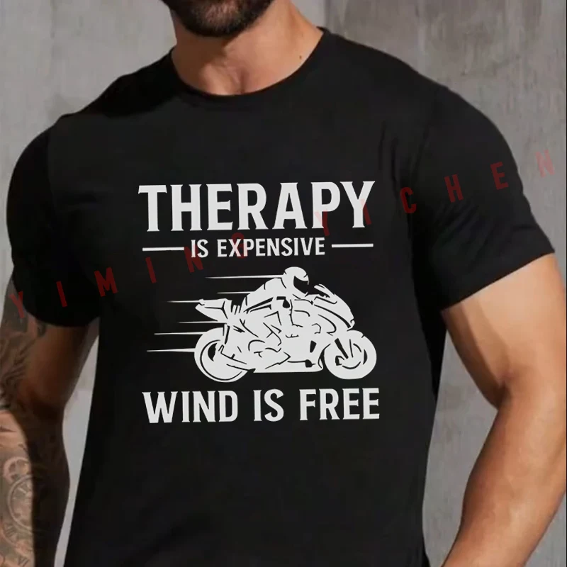 Motorcycle Rider Silhouette Print THERAPY IS EXPENSIVE WIND IS FREE T-Shirt Men Summer Unisex Casual Short Sleeve Motorbike Tops
Motorcycle Rider Silhouette Print THERAPY IS EXPENSIVE WIND IS FREE T-Shirt Men Summer Unisex Casual Short Sleeve Motorbike Tops