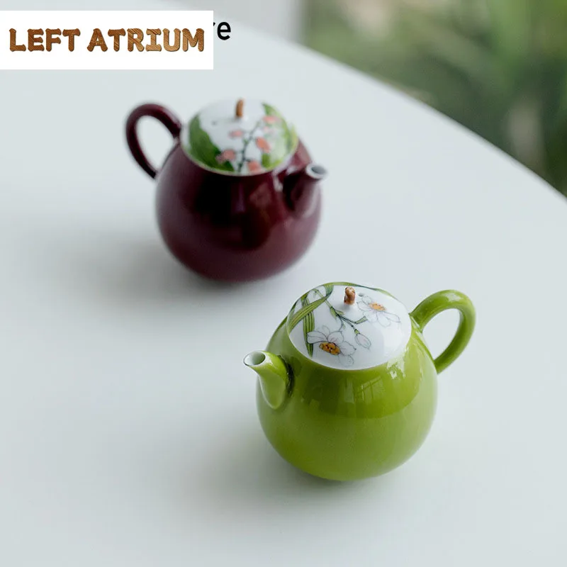 150ml Boutique Bean Green Glaze Ceramic Teapot Pure Hand Painted Orchid Pan Pot Small Tea Kettle With Infuser Kung Fu Tea Set
150ml Boutique Bean Green Glaze Ceramic Teapot Pure Hand Painted Orchid Pan Pot Small Tea Kettle With Infuser Kung Fu Tea Set