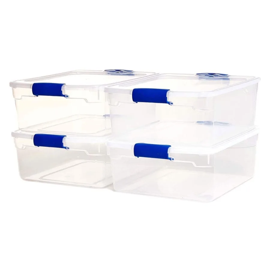 15.5 Qt Plastic Stackable Storage Containers with Lids, Clear 4 Pack
15.5 Qt Plastic Stackable Storage Containers with Lids, Clear 4 Pack
