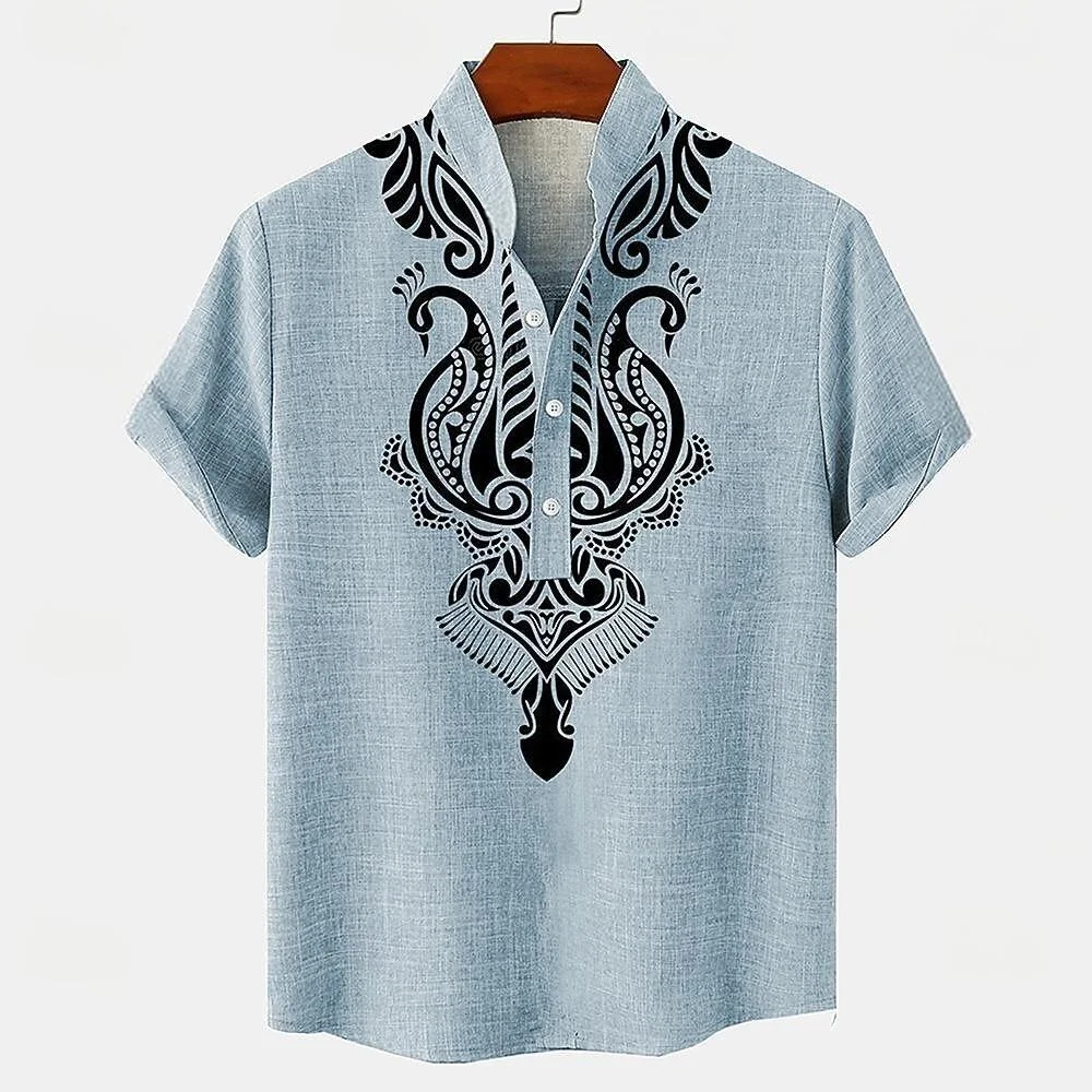 Digital printed retro pattern, fashionable trend, street outdoor, high-quality and comfortable linen men's short sleeved shirt
Digital printed retro pattern, fashionable trend, street outdoor, high-quality and comfortable linen men's short sleeved shirt