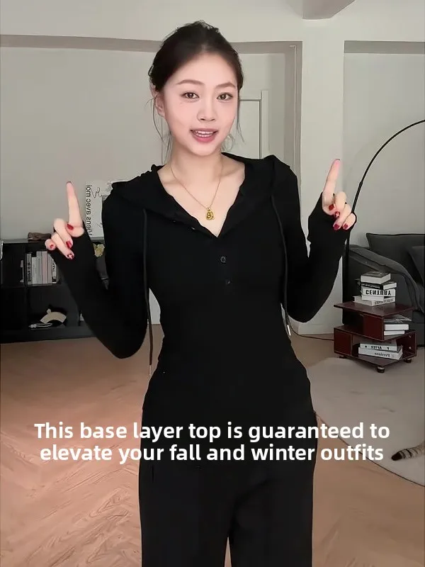 plus Size Women's Fashionable V-Neck Drawstring Hooded Semi-Buckled Long Sleeve T-Shirt Casual Style Autumn High-End Feeling Top
plus Size Women's Fashionable V-Neck Drawstring Hooded Semi-Buckled Long Sleeve T-Shirt Casual Style Autumn High-End Feeling Top