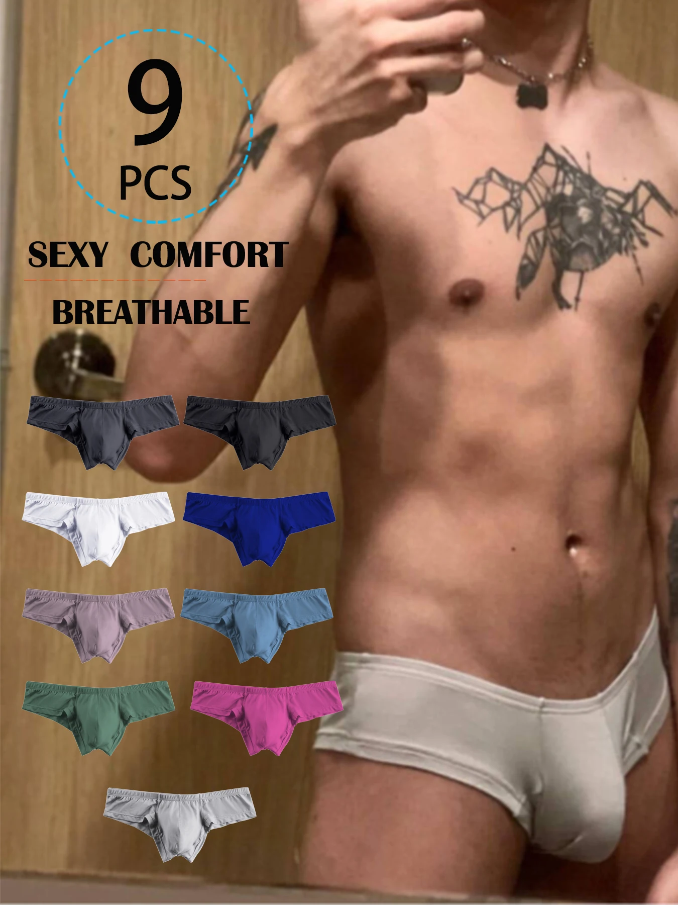 9 Color New Men's Underwear Men's Modal Thread Breathable Skin Friendly Low Rise High Fork Solid Color Underwear
9 Color New Men's Underwear Men's Modal Thread Breathable Skin Friendly Low Rise High Fork Solid Color Underwear