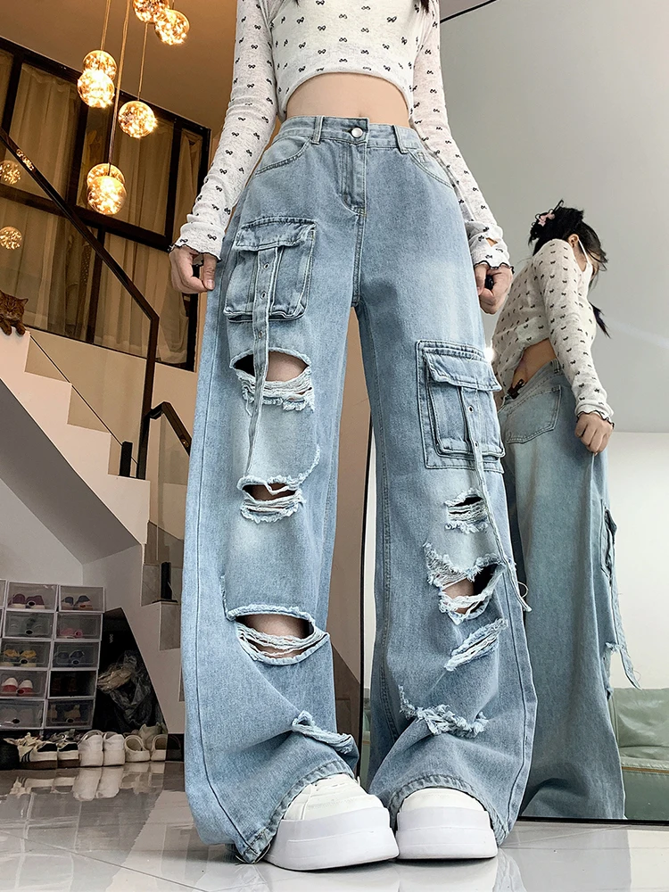 Holes Ripped Jeans Women 2025 New High Waist Wide Leg Straight Leg Denim Pants Female Harajuku Y2K Loose Casual Trousers Jeans
Holes Ripped Jeans Women 2025 New High Waist Wide Leg Straight Leg Denim Pants Female Harajuku Y2K Loose Casual Trousers Jeans