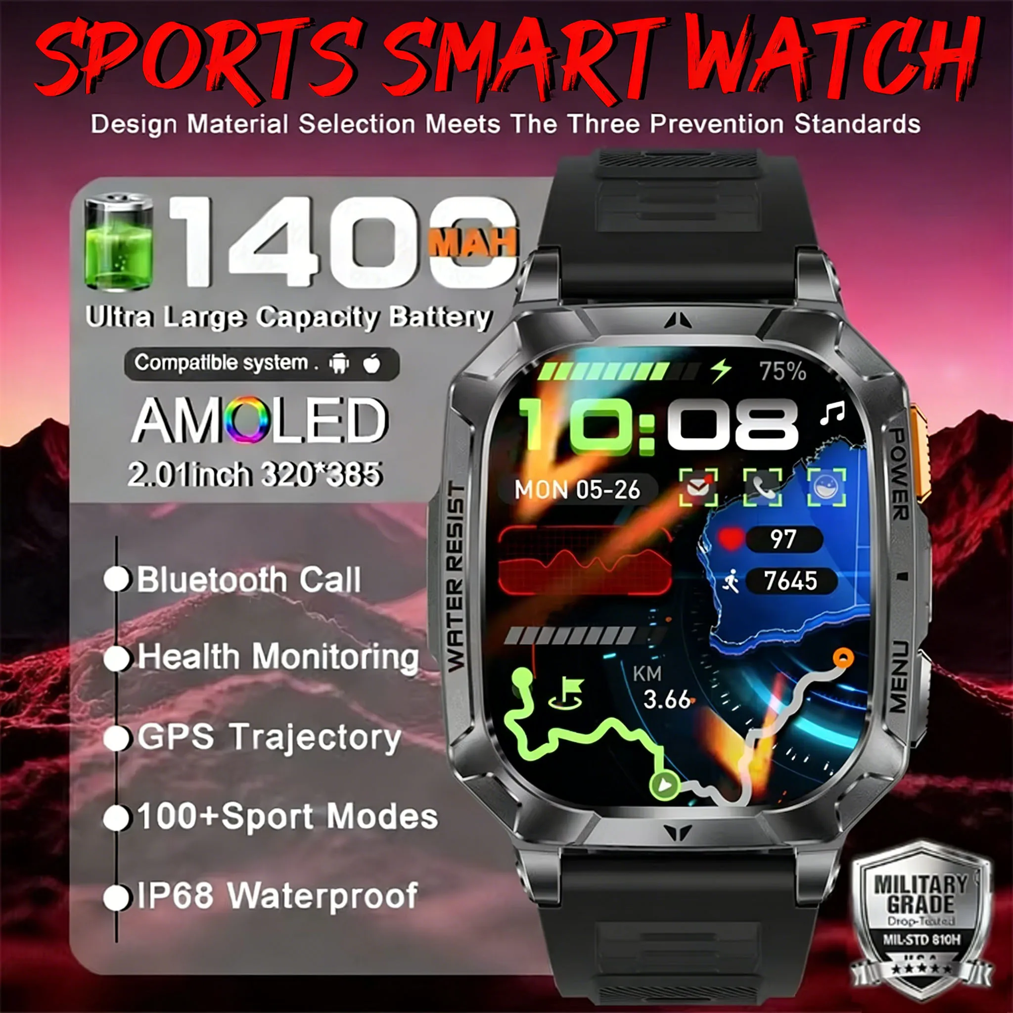 Smartwatch Sports BT Call Waterproof 3ATM inch 2.01 Watch Smart Trajectory GPS Adult Durable Battery Super 1400mAh Men New 2026
Smartwatch Sports BT Call Waterproof 3ATM inch 2.01 Watch Smart Trajectory GPS Adult Durable Battery Super 1400mAh Men New 2026