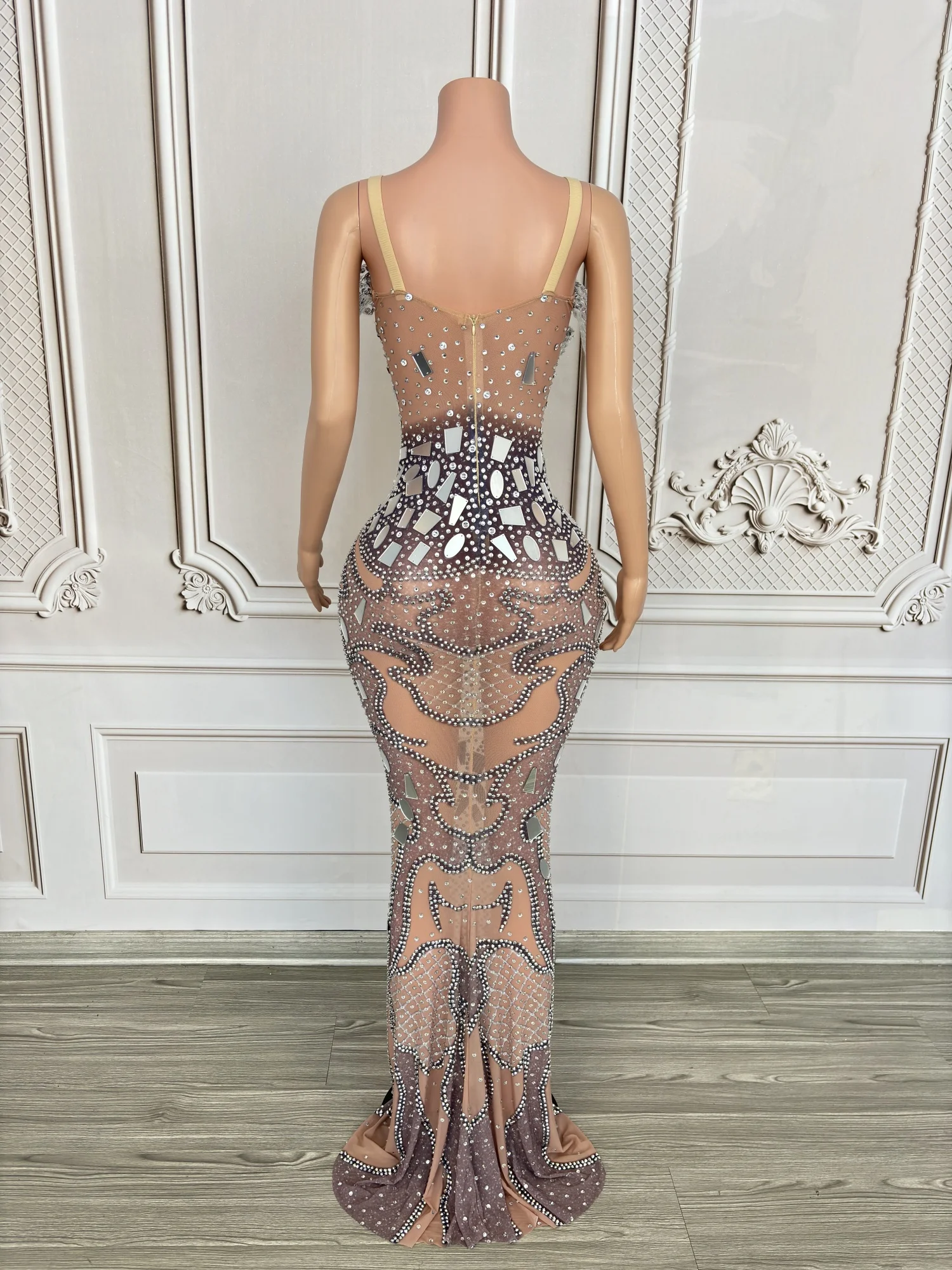 Shengdanjie Womens Luxury Silver Mirror Rhinestone Sheer Mesh Maxi Dress Ruffle V Neck Bodycon Formal Evening Party Prom Gown
Shengdanjie Womens Luxury Silver Mirror Rhinestone Sheer Mesh Maxi Dress Ruffle V Neck Bodycon Formal Evening Party Prom Gown