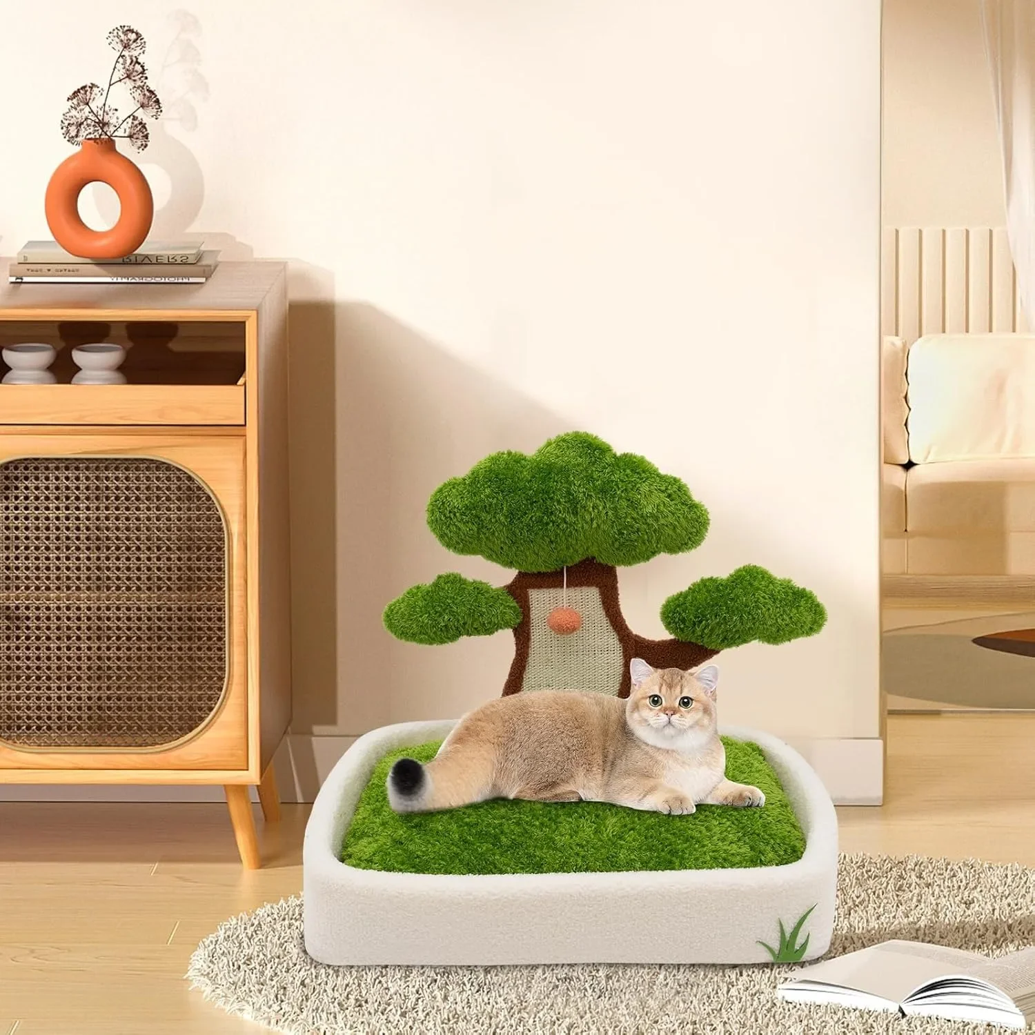 For Luxury Cat House with Pine Tree Scratching Post, 24.8" Plush Velvet Bed & Sisal Scratcher for Indoor Cats, Includes Dangling
For Luxury Cat House with Pine Tree Scratching Post, 24.8" Plush Velvet Bed & Sisal Scratcher for Indoor Cats, Includes Dangling