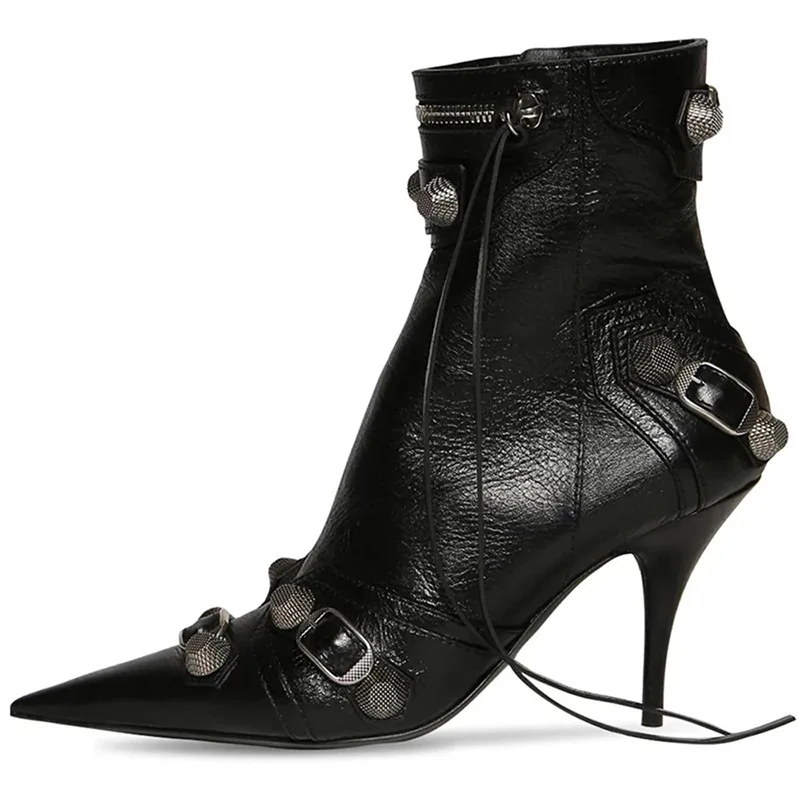 Foreign Trade Pointed Toe, Ultra-High Heels, Thin Heels, Side Zipper, Rivet Pin Buckle, Large Runway Short Boots for Women
Foreign Trade Pointed Toe, Ultra-High Heels, Thin Heels, Side Zipper, Rivet Pin Buckle, Large Runway Short Boots for Women