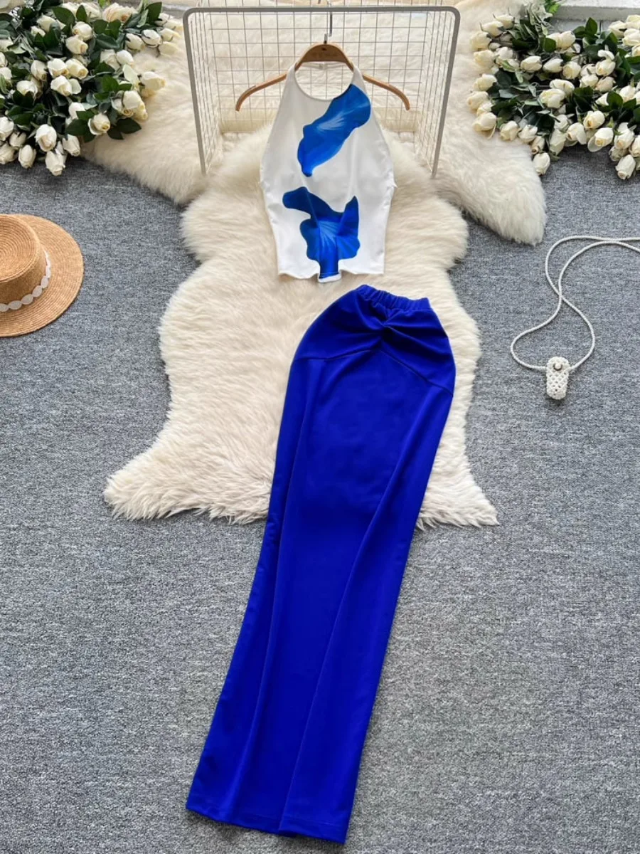 Foamlina Fashion Halter Twisted Bodycon Maxi Skirt Set Female Summer Sexy Hot Girl Printed Backless Top 2 Piece Set for Women
Foamlina Fashion Halter Twisted Bodycon Maxi Skirt Set Female Summer Sexy Hot Girl Printed Backless Top 2 Piece Set for Women