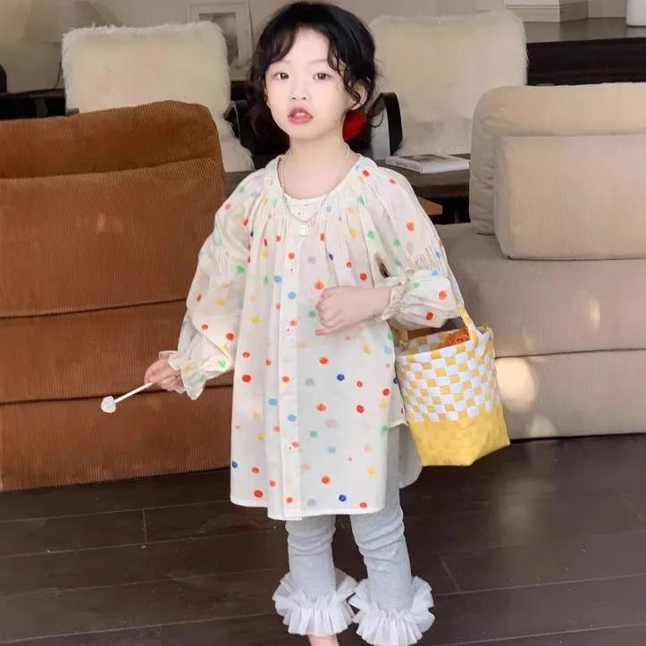 Children Long Shirt 2025 Spring New Girls Korean Colorful Polka Dot Long Shirt Children Slim Fit Elastic Leggings
Children Long Shirt 2025 Spring New Girls Korean Colorful Polka Dot Long Shirt Children Slim Fit Elastic Leggings