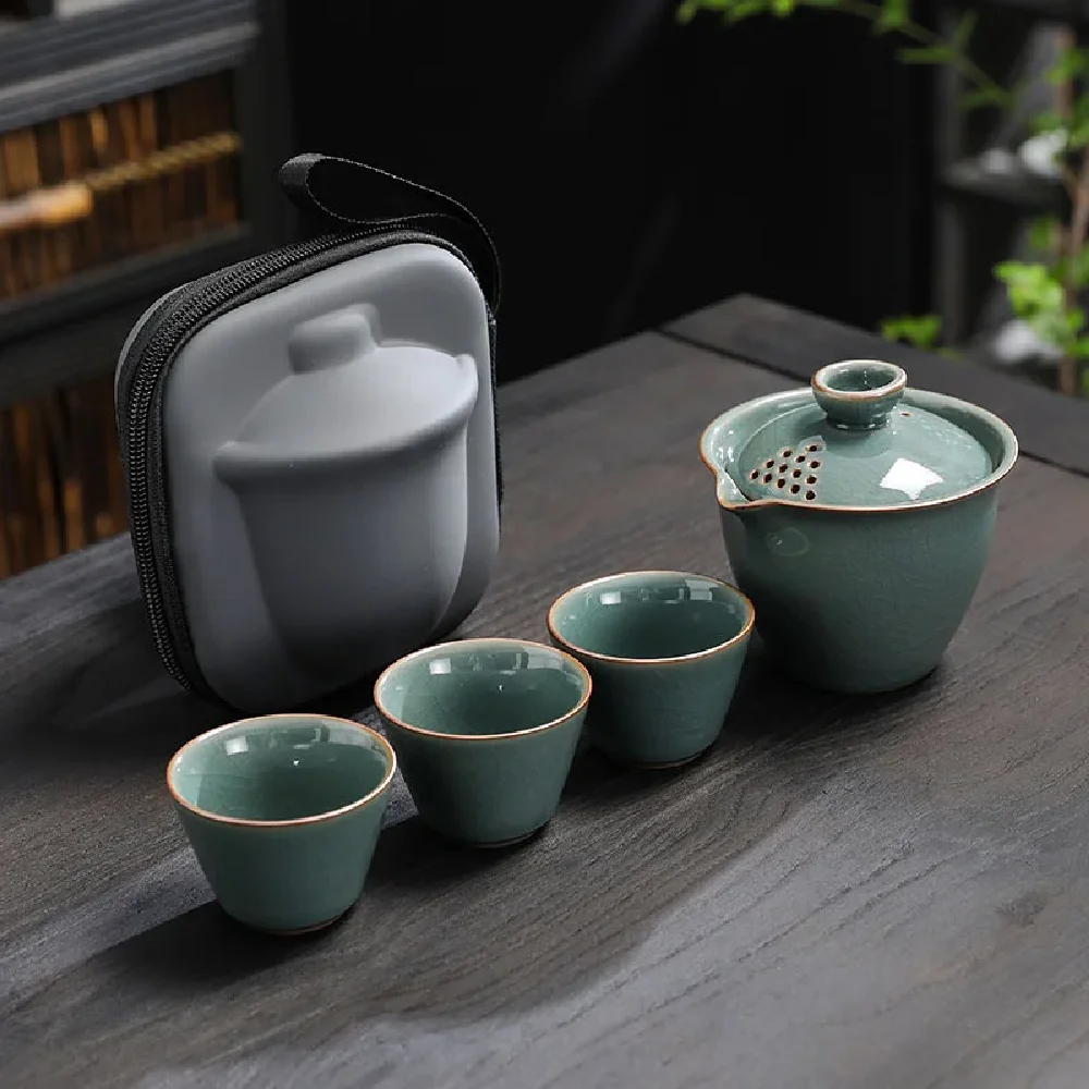 Новый керамический чайный сервиз, 3 чашки, Gaiwan, портативный дорожный китайский кунг-фу, чайная посуда, церемония, 170 мл, красивый и простой чайник 
Новый керамический чайный сервиз, 3 чашки, Gaiwan, портативный дорожный китайский кунг-фу, чайная посуда, церемония, 170 мл, красивый и простой чайник