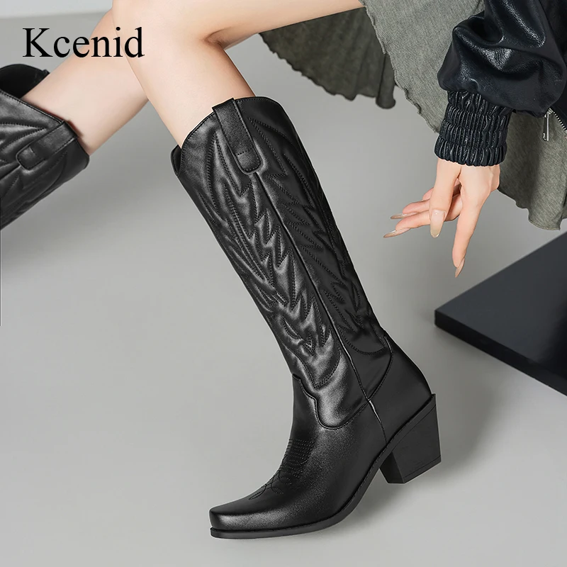 Kcenid/ковбойские сапоги в стиле вестерн, новые модные сапоги до колена, женские туфли на массивном каблуке без шнуровки с вышивкой из искусственной кожи, черные кожаные туфли-ковбойки
Kcenid/ковбойские сапоги в стиле вестерн, новые модные сапоги до колена, женские туфли на массивном каблуке без шнуровки с вышивкой из искусственной кожи, черные кожаные туфли-ковбойки