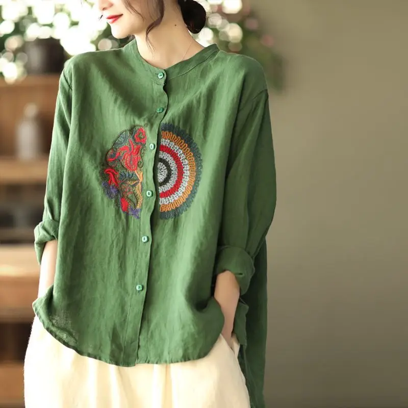 2023 New Spring and Autumn Fashion Simple Art Retro Embroidery Famous Ethnic Style Top Loose Casual Solid Color Women's Shirt
2023 New Spring and Autumn Fashion Simple Art Retro Embroidery Famous Ethnic Style Top Loose Casual Solid Color Women's Shirt