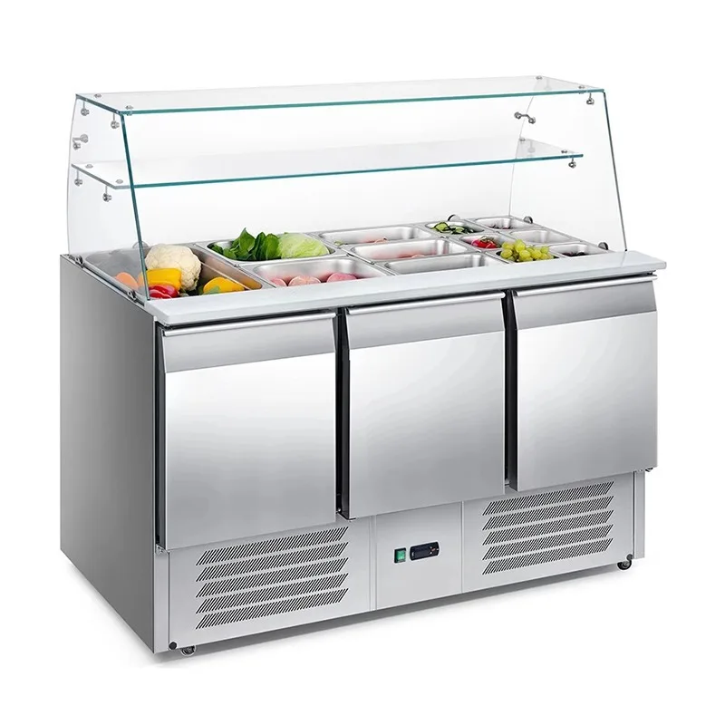 Stainless steel salad cabinet commercial air-cooled integrated fruit fresh-keeping workbench vegetable refrigerated cabinet milk
Stainless steel salad cabinet commercial air-cooled integrated fruit fresh-keeping workbench vegetable refrigerated cabinet milk