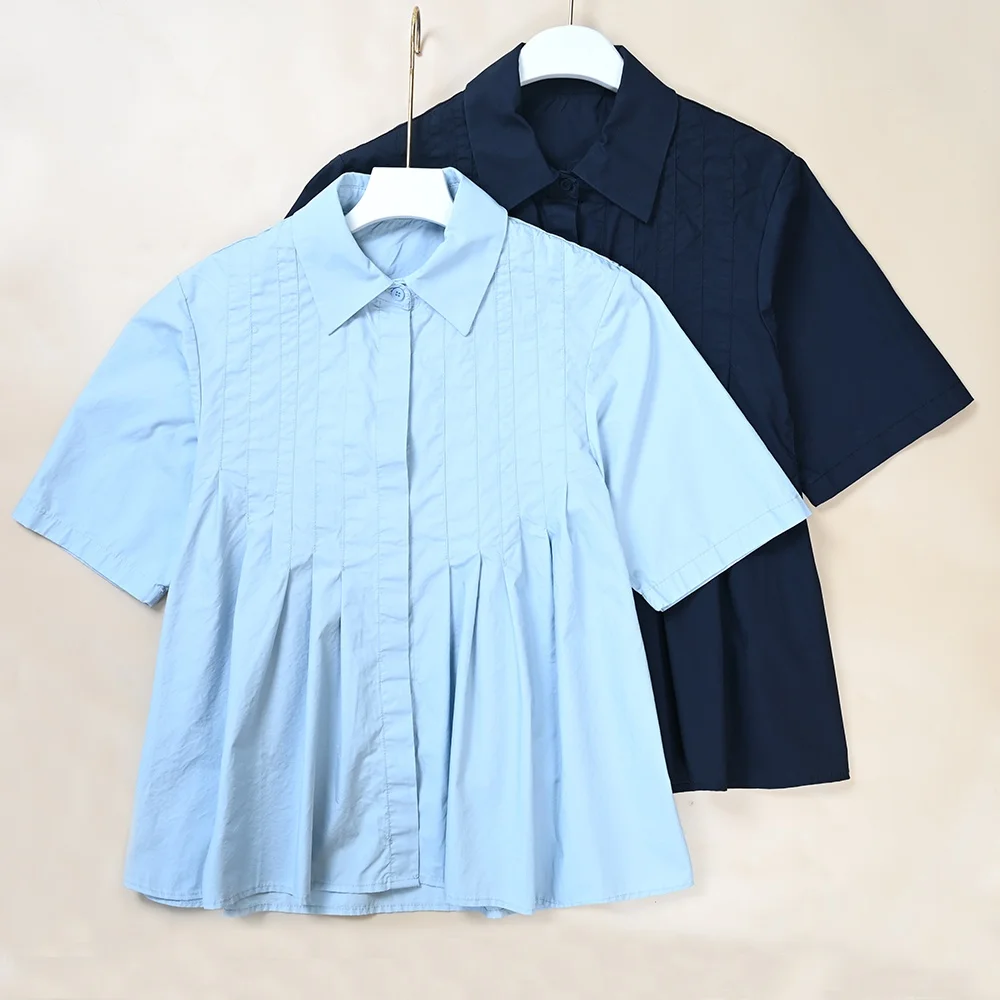 Summer New Women's Pure Color Pleated A-Line Hem Short Sleeve Shirt Slimming High Waist Shorts Casual Style Other Fabric
Summer New Women's Pure Color Pleated A-Line Hem Short Sleeve Shirt Slimming High Waist Shorts Casual Style Other Fabric