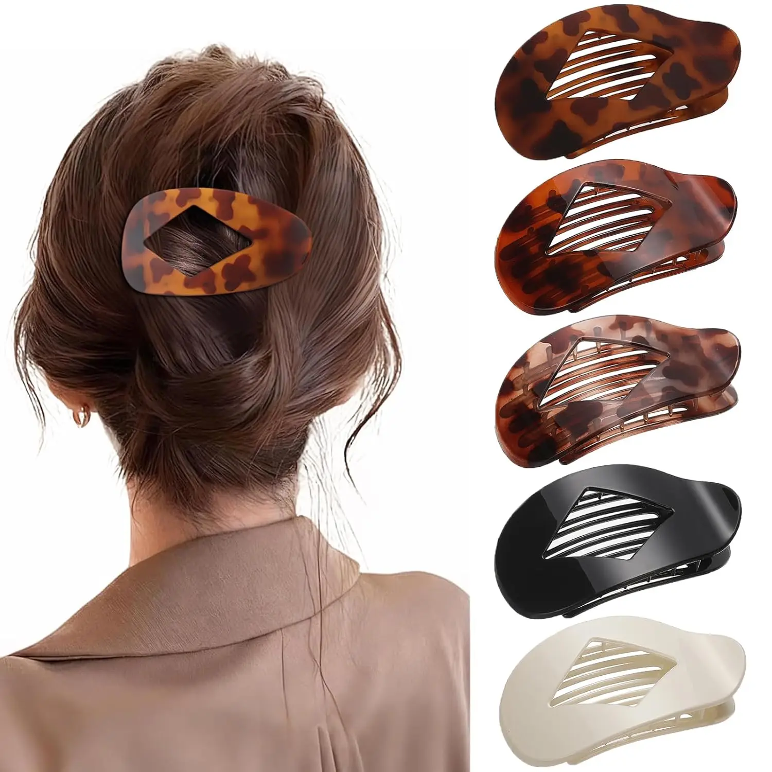 Large Flat Hair Clips for Women, Strong Hold Tortoise Claw Clips, No Crease Styling Accessories
Large Flat Hair Clips for Women, Strong Hold Tortoise Claw Clips, No Crease Styling Accessories