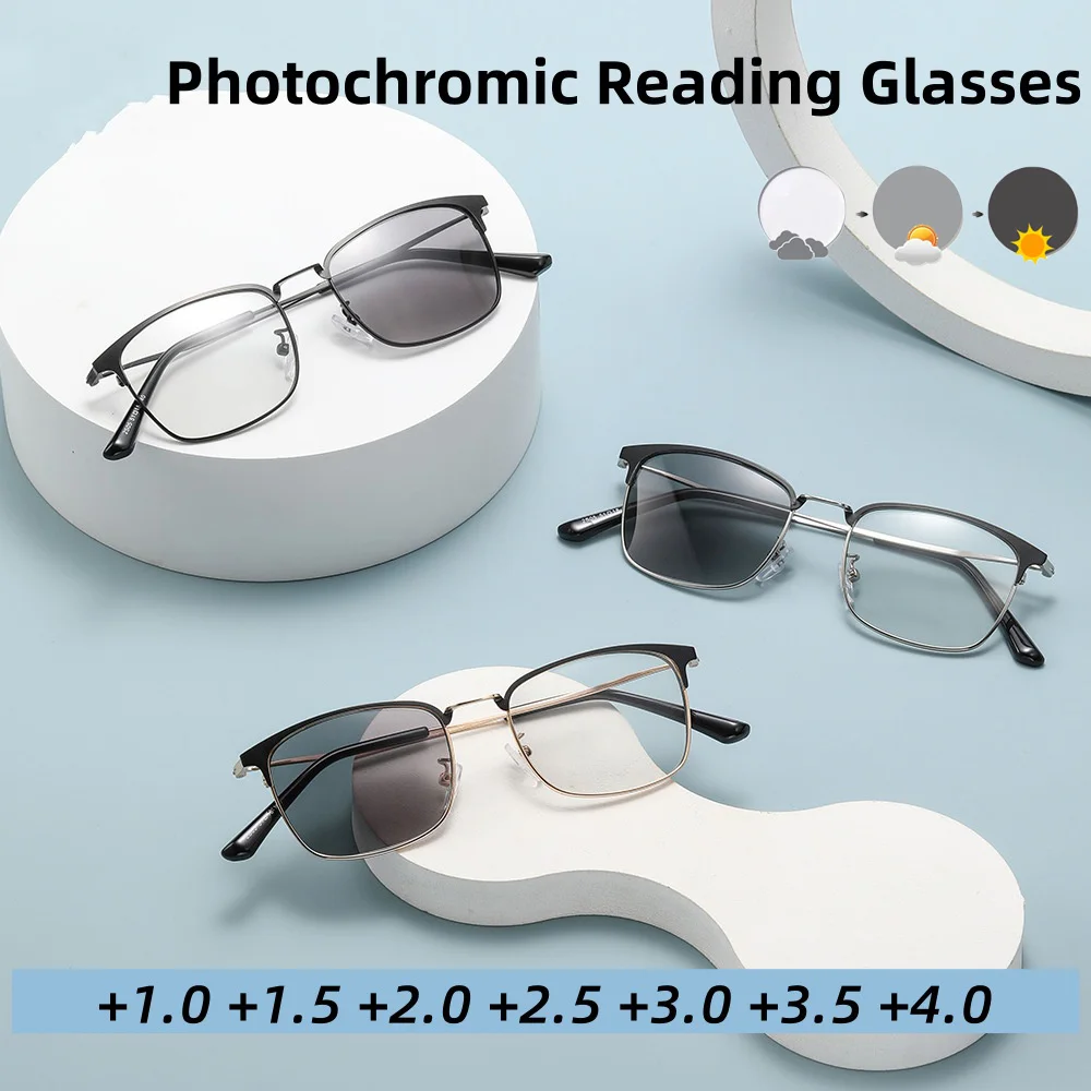 Fashionable and Minimalist Square Business Metal Frame Bifocal Photochromic Reading Glasses Blue Light Blocking Eye Protection
Fashionable and Minimalist Square Business Metal Frame Bifocal Photochromic Reading Glasses Blue Light Blocking Eye Protection