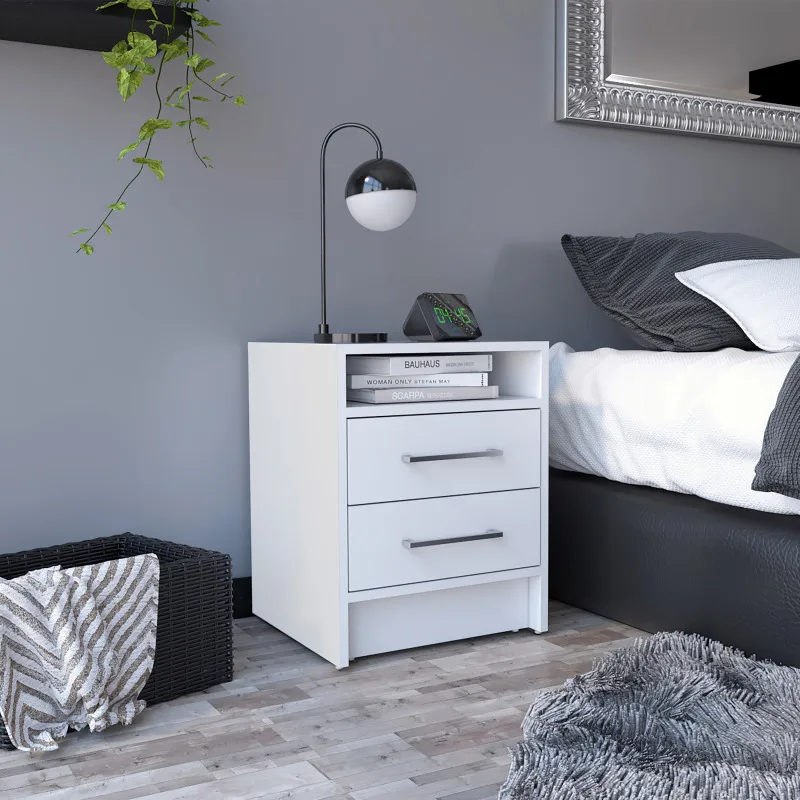 Eter Nightstand , End Table, Side Table Superior Top, Two Drawers -White
Eter Nightstand , End Table, Side Table Superior Top, Two Drawers -White