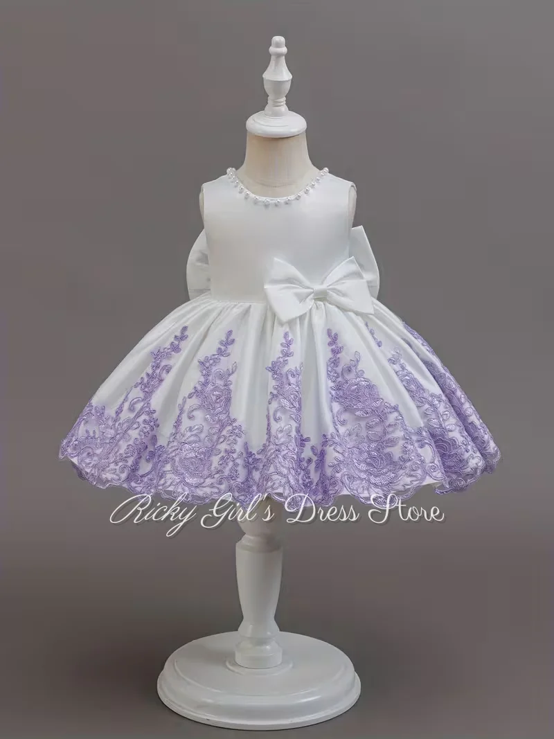 Customized White Flower Girl Dresses For Wedding Party Bow Purple Lace Appliques Baby First Communion Birthday Dress 2026
Customized White Flower Girl Dresses For Wedding Party Bow Purple Lace Appliques Baby First Communion Birthday Dress 2026