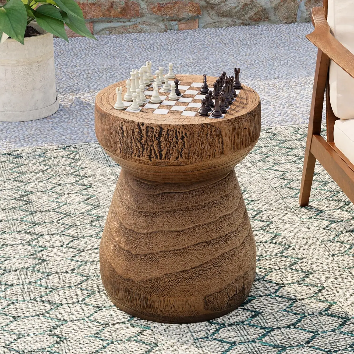 Brown Concrete Faux Wood Outdoor Side Table Chessboard Lightweight Plant Stand Garden Deck, Customized
Brown Concrete Faux Wood Outdoor Side Table Chessboard Lightweight Plant Stand Garden Deck, Customized