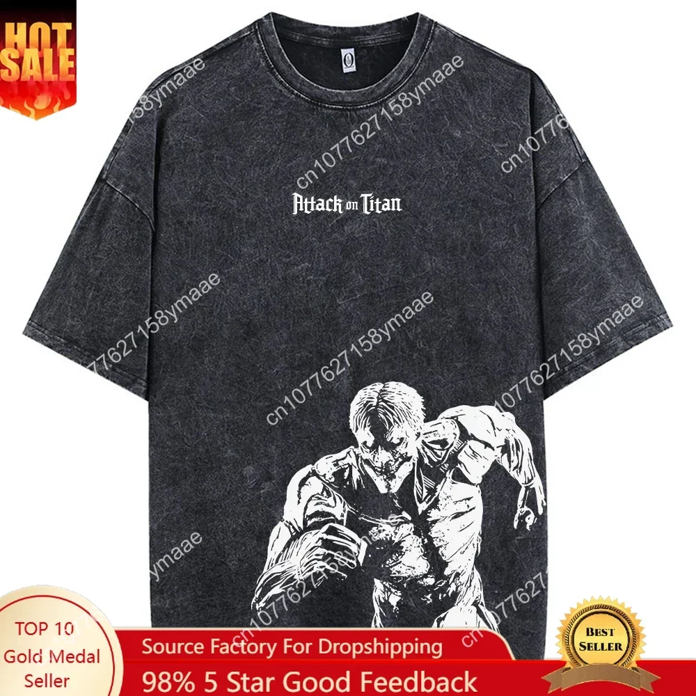 Men Women Washed Anime Attack On Titan T-Shirt Hip Hop Streetwear Graphic Print Oversize Tshirt Short Sleeve Cotton Loose Vintag
Men Women Washed Anime Attack On Titan T-Shirt Hip Hop Streetwear Graphic Print Oversize Tshirt Short Sleeve Cotton Loose Vintag