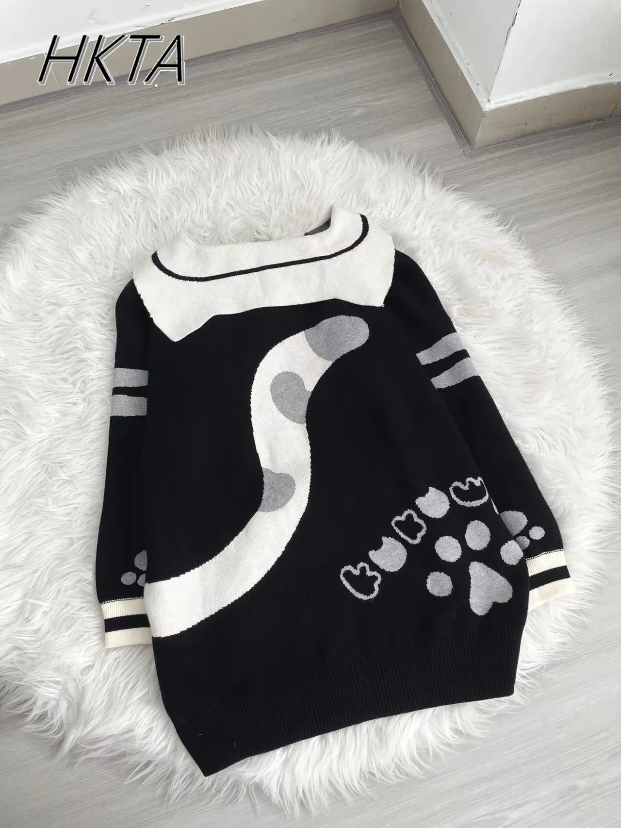 Lolita Girls Kawaii Sweater Pullover Cute Navy Collar Hairball Embroidery Thick Loose Embroidered Tie Knit Sweater Jacket Winter
Lolita Girls Kawaii Sweater Pullover Cute Navy Collar Hairball Embroidery Thick Loose Embroidered Tie Knit Sweater Jacket Winter