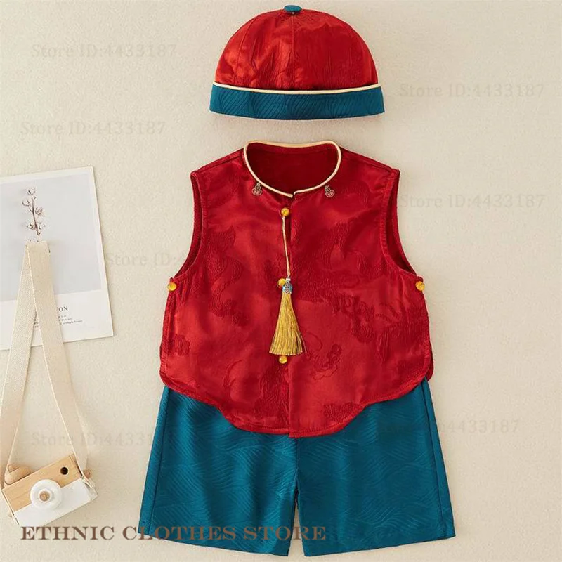 Kid Child Baby Hundred Days Tang Suit Photography Clothing Soft Jacquard Vest Pants Hat Hanfu Set One Year Old Outfit Costume
Kid Child Baby Hundred Days Tang Suit Photography Clothing Soft Jacquard Vest Pants Hat Hanfu Set One Year Old Outfit Costume